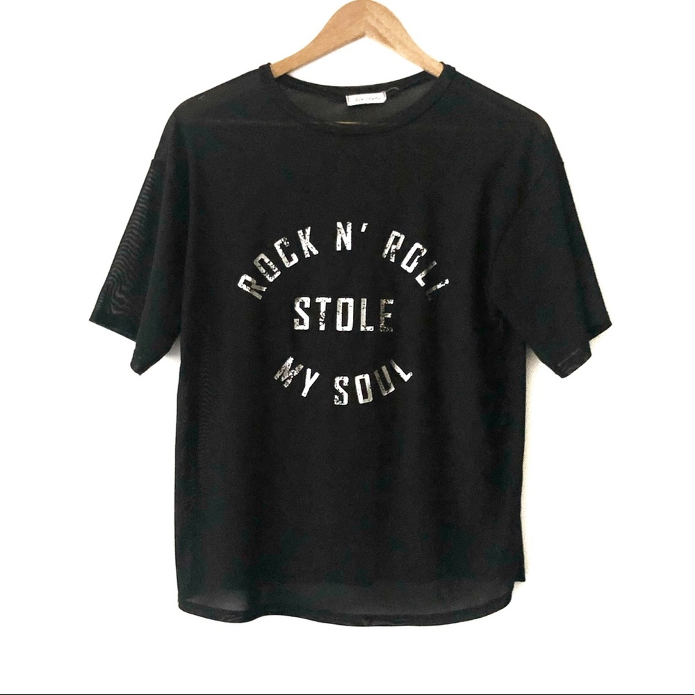 Chloe & Katie “Rock N Roll Stole My Soul” Mesh Tee